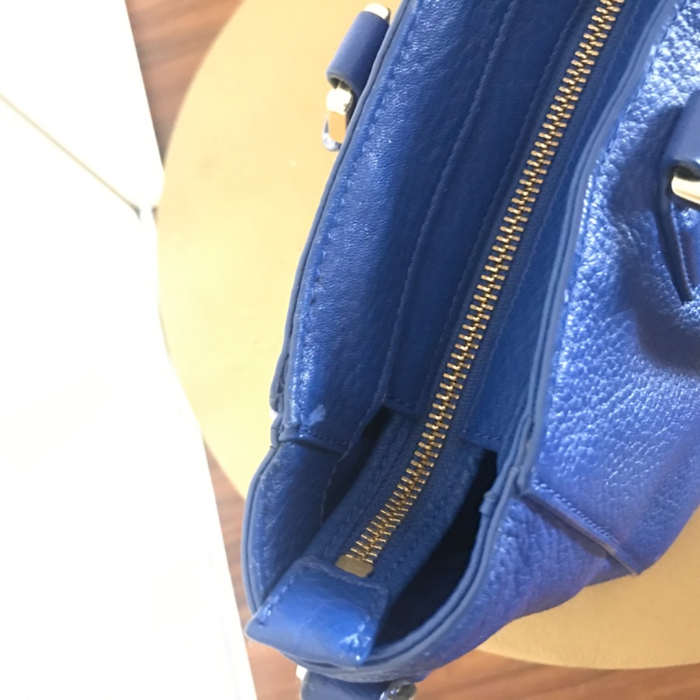 Tory Burch Blue Pebbled Leather Satchel - Picture 3 of 14
